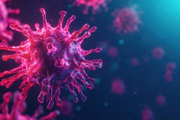 Poster - Exploring virus structure laboratory setting scientific illustration microscopic view infectious disease concept