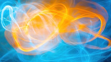 Poster - Abstract Energetic Light Painting with Vibrant Blue and Orange Hues