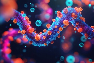 Poster - Exploring viral structures laboratory setting scientific illustration digital art macro view molecular biology