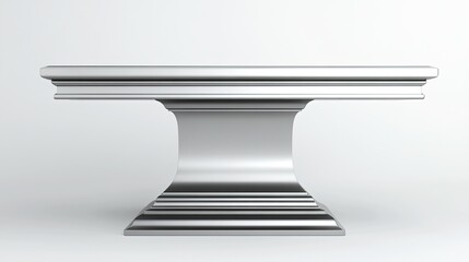 Poster - Contemporary design: a silver metal podium with a sharp, clean finish against a bright white backdrop for versatile uses.