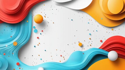 Poster - Colorful Abstract Waves and Spheres Background with Space for Text