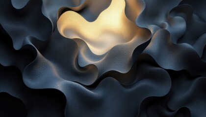 Poster - Abstract fabric waves with warm light