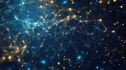 Poster - Abstract Network Connection with Golden Light and Blue Background Effect