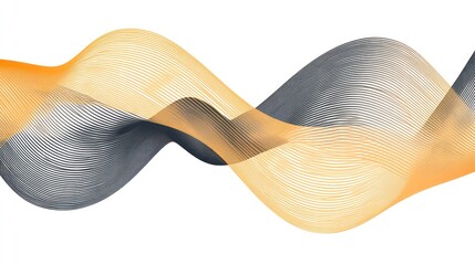 Poster - Abstract Waves in Orange and Black: Modern Art Background with Flowing Lines