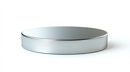 Poster - Minimalist silver podium with a smooth, metallic texture, isolated on white, offering a professional and modern feel.