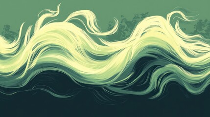 Poster - Abstract Green Wave Illustration with Flowing Lines and Gradients