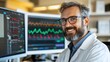 © Chubby Studio - Smiling Doctor In White Coat At Computer With Medical Data