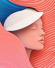 Poster - creative cosmic warden illustration of a serene face in abstract waves digital art contemporary desi