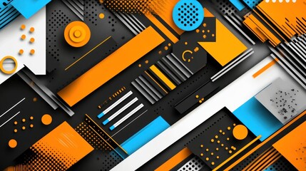 Poster - Dynamic Abstract Composition with Geometric Shapes and Vibrant Colors