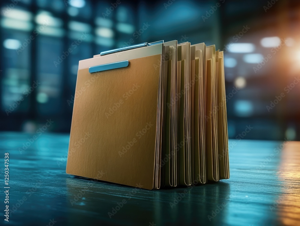 Stack of Folders on Desk: Organizing Information and Documents for Work ...