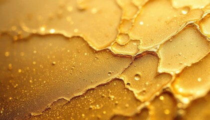 Poster - Close-up of shimmering golden liquid texture with abstract patterns
