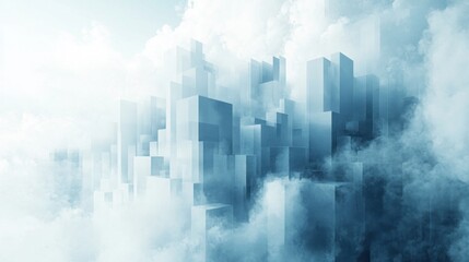 Poster - Abstract Cityscape Floating in Clouds, Modern Architecture and Mist
