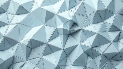 Poster - Geometric abstract pattern with 3d origami-like faceted surface in soft blue tones