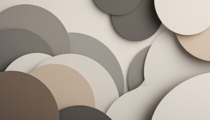 Poster - Abstract overlapping neutral-toned circular shapes on white background