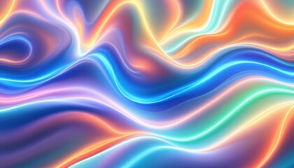 Poster - Vibrant abstract neon waves with colorful fluid motion and light effects