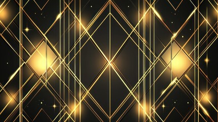Poster - elegant black and gold geometric pattern with art deco style lines