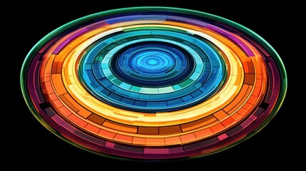 Poster - circular abstract futuristic pattern with vibrant color gradient and 3d effect