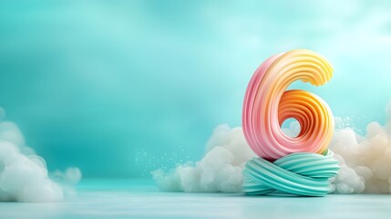 Poster - Captivating abstract design featuring a swirling rainbow like spiral shape set against a soft cloud like backdrop in a range of pastel hues  The dynamic