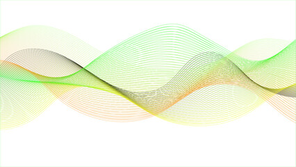 Wall Mural - abstract orange background, wavy abstract green lines in wave shape, color gradient brush stroke iso