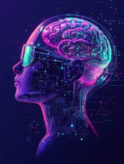 Poster - programmers testing chatbot intelligence and brain with circuit. chatbot turing test, intelligent be