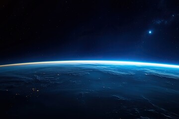 Wall Mural - earthrise space view planet, atmosphere, stars, night, horizon, cosmic, background, travel, explorat