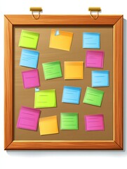 Poster - Office board. Task stickers on boards surface. Scrum or agile management, colorful sticky for daily plan. Business meeting isolated vector element