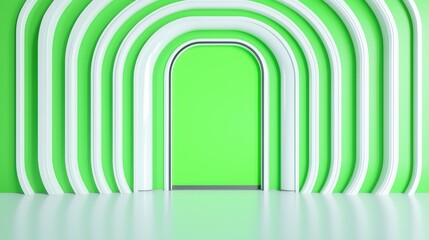 Wall Mural - Modern Interior Design with Curved Archways on Green Background