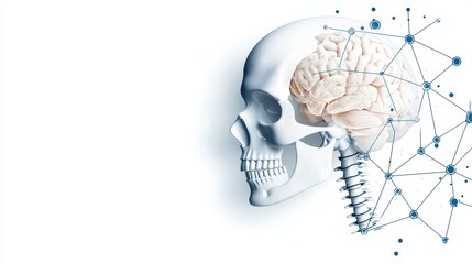Poster - Human Skull and Brain with Abstract Connections in Digital Space