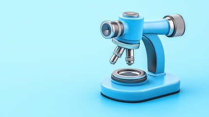 Poster - blue microscope on a bright blue background for educational use
