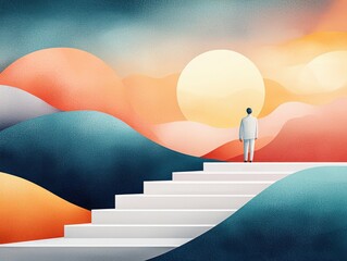 Poster - journey of self-discovery abstract landscape digital art surrealism elevated perspective personal gr