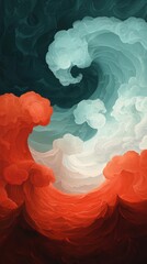 Aufkleber - Dynamic artistic wave patterns abstract digital art vibrant colors contemporary aesthetic viewpoint