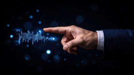 Poster - Hand Reaching Toward Digital Graph with Blue Light Effects