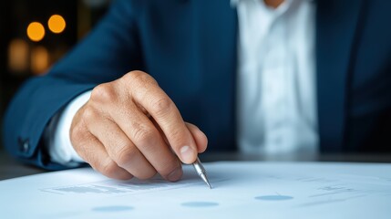 Poster - Business Professional Analyzing Charts with Pen in Modern Office