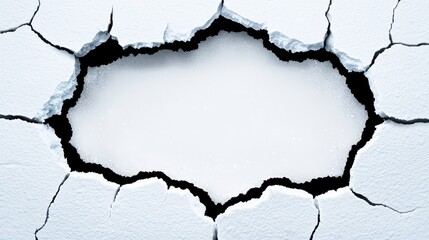 Poster - Cracked White Surface with Empty Center for Text or Design Use