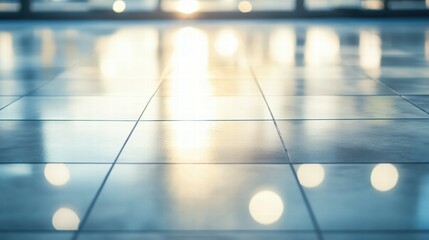 Poster - Subtle Reflection on Ceramic Tile Floor with Beautiful Bokeh Effect