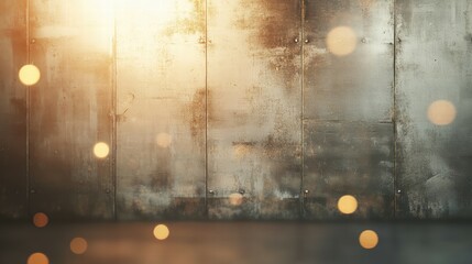 Poster - Distressed Metal Wall with Bokeh Effect for Industrial Background Design