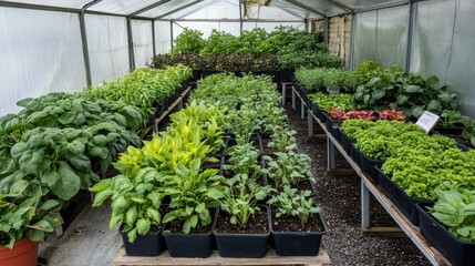 Wall Mural - Thriving Greenhouse with Diverse Plant Species in Abundance