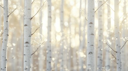 Poster - Soft Bokeh Birch Wood Panels with Smooth Textures and Gentle Spring Light
