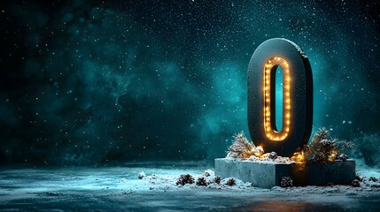 Poster - Glowing Orb Suspended in a Starry Night Landscape with a Mysterious Icy Atmosphere and Captivating Cosmic Glow  Dreamlike Ethereal and Visually Striking Visual Concept