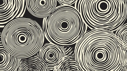 Poster - Abstract black and white circles create a mesmerizing pattern of concentric shapes and spirals in a captivating design
