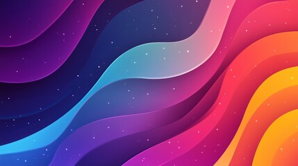 Poster - Colorful waves flow gracefully in a vibrant abstract design featuring shades of purple, blue, and orange