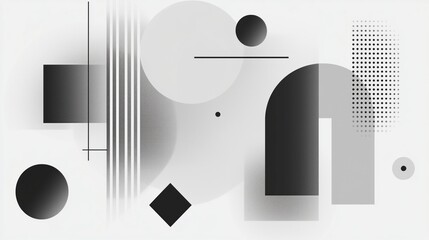 Poster - Abstract geometric shapes in monochrome created on a neutral backdrop for modern artistic expression