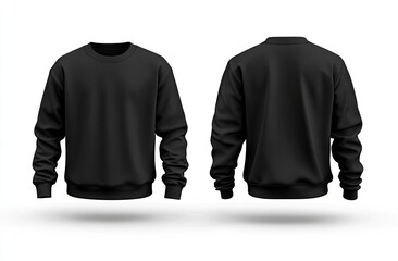 Black sweatshirt mockup, front and back, studio, design template