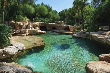 Wall Mural - Sunny rock pool, park,  nature, calm