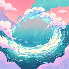 Wall Mural - pastel ocean wave: a dreamy seascape