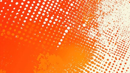 Poster - Vibrant orange halftone pattern fading into white background design