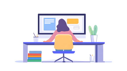 Fototapete - Comfortable and Organized Home Office Workspace with Laptop Computer Desk and Cozy Accessories for Productivity Efficiency and