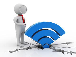 Poster - 3d illustration WiFi symbol with technician
