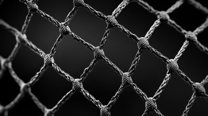 Abstract Net Texture Background - Close-up shot of a textured net, showcasing its intricate woven pattern against a dark background.  Ideal for various designs.
