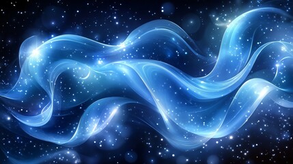 Poster - Blue Abstract Background with Dynamic Ribbonlike Swirls Evoking Energy and Movement